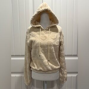 Angel Cult Women’s Cream Hoodie With Hearts Size S